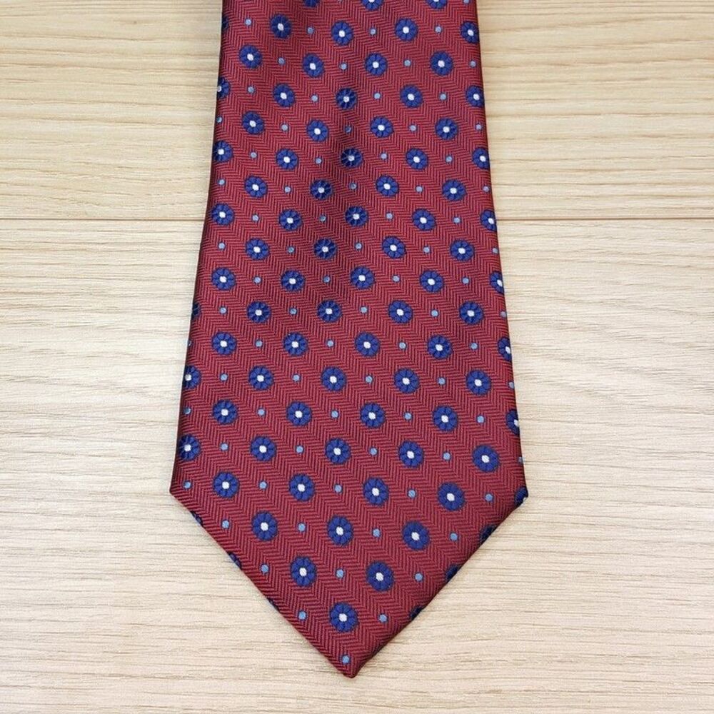 CLUB ROOM Mens Neck Tie Red Blue Floral Neat Medallion Modern Classic Necktie